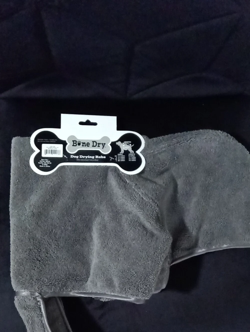 Gray Dog Drying Robe with Paw Accent